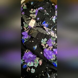Vic Sec Floral Black N Purple PJ Bottoms